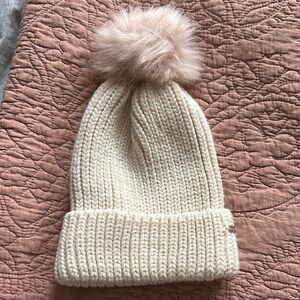 Cream Knit Pom Pom Beanie